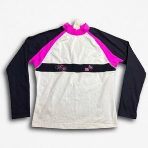 Toes on the Nose Kids XL Rash Guard Long Sleeve Swim‎ Shirt Pink White Black